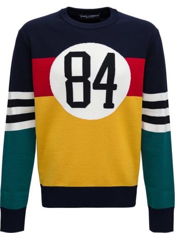 Dolce & Gabbana Color Block Sweater With Jacquard Logo