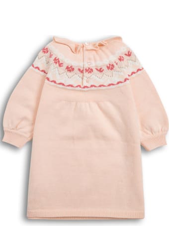 Chloé Pink Cotton Blend Dress With Embroidered Detail
