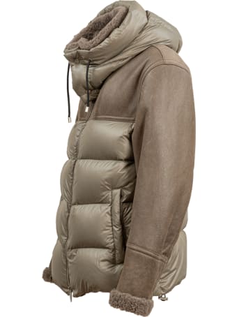 DROMe sheepskin and nylon down jacket