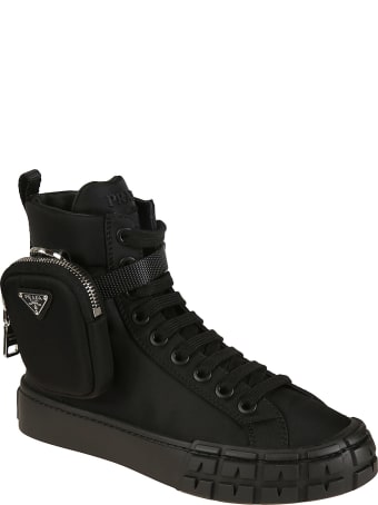Prada Pouch Applique Lace-up Ankle Boots