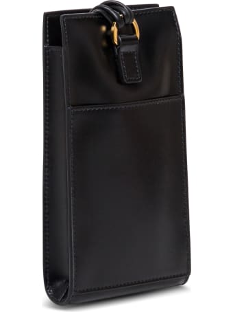 Jil Sander Tangle Black Leather Crossbody Bag For Smartphone