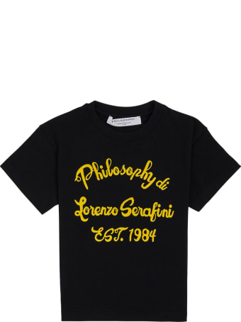Philosophy di Lorenzo Serafini Kids Black Cotton T-shirt With Logo