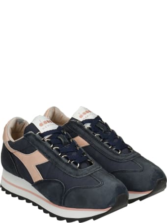 Diadora Equipe Sneakers In Blue Suede And Fabric