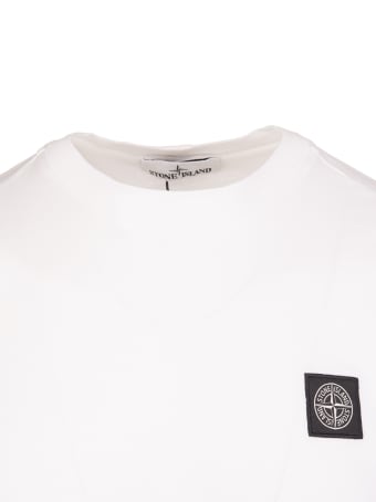 Stone Island White Cotton Logo Patch Short-sleeve T-shirt