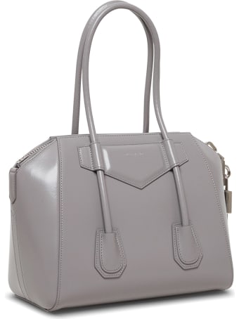 Givenchy Antigona Lock Gray Leather Handbag