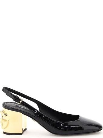 Dolce & Gabbana Patent Leather Slingback With Dg Karol Heel
