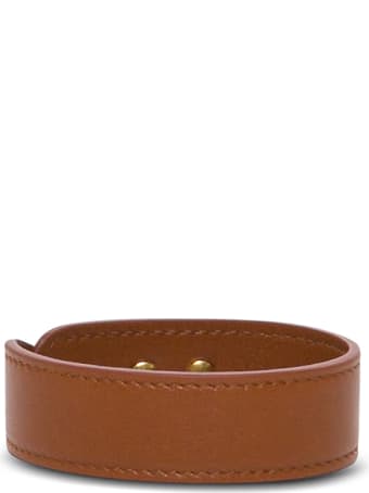 Valentino Garavani Brown Leather Bracelet With Stud Detail