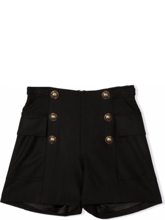 Balmain Black Virgin Wool Blend Shorts