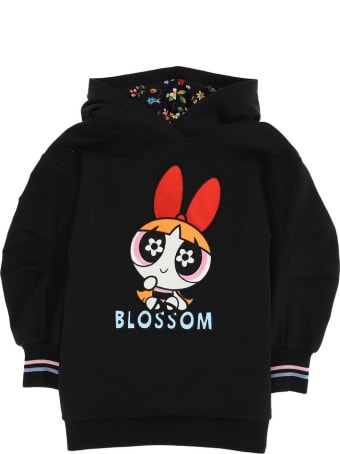 Monnalisa Hooded Cotton Dress With Powerpuff Girls Print