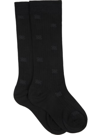 Fendi Black Socks For Girl With Double Ff