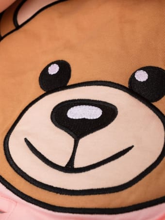 Moschino Pink Padded Baby Sleeping Bag With Moschino Teddy Bear Print