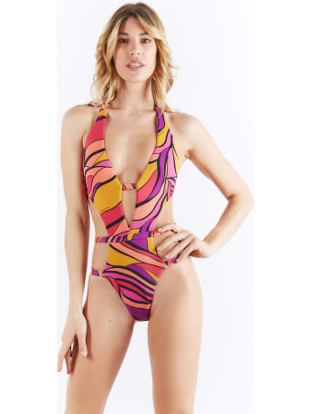 Miss Bikini Printed One Piece Swimsuit With American Neck