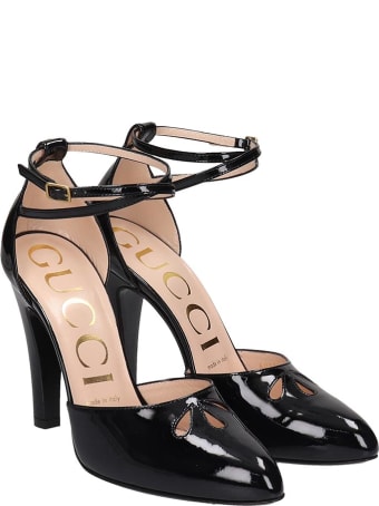 Gucci Sandals In Black Patent Leather