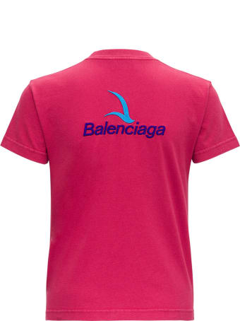 Balenciaga Pink Jersey T-shirt With Logo