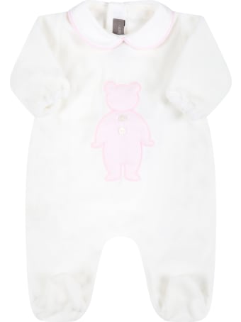 Little Bear White Babygrow For Baby Girl With Bear
