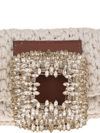 Gedebe Ivory Small Mia Crochet Bag With Crystals