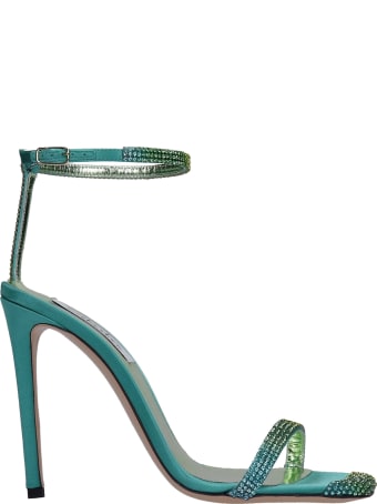 Sebastian Milano Sandals In Green Satin
