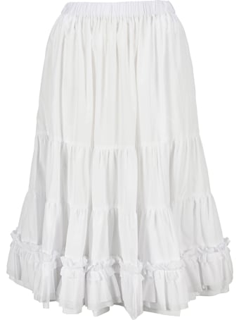 Comme Des Garçons Girl White Cotton Ruched Detail Skirt