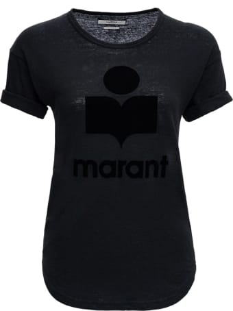 Isabel Marant Étoile Black Linen T-shirt With Logo
