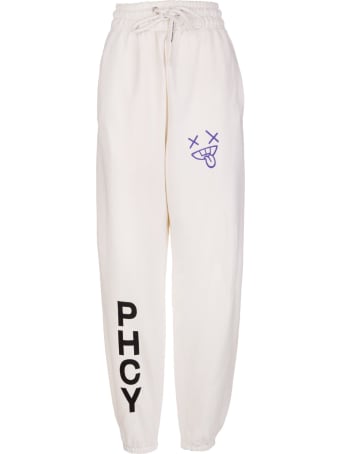 Pharmacy Industry Woman White Slim Fit Joggers With Contrast Prints