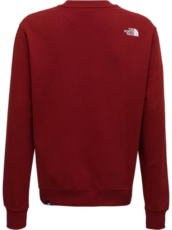The North Face Red Cotton Crew Neck Sweatshirt With Logo Print