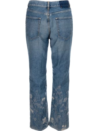 Golden Goose Cotton Floral-print Cropped Jeans