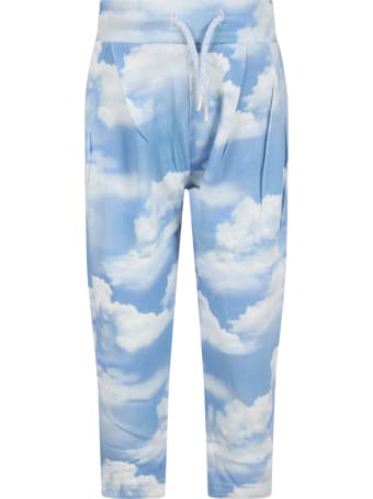 Molo Light Blue ''aurora'' Sweatpant For Kids With Clouds