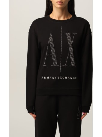 Armani Collezioni Armani Exchange Sweatshirt Logo Icon Studs Crewneck