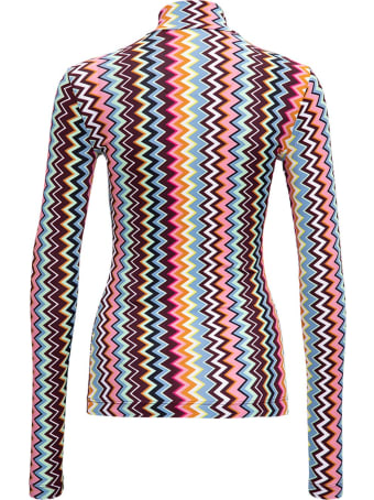 M Missoni Long-sleeved T- Shirt With Multicolor Zig Zag Print