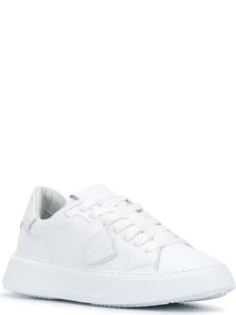 Philippe Model Temple Low Sneakers In White Leather