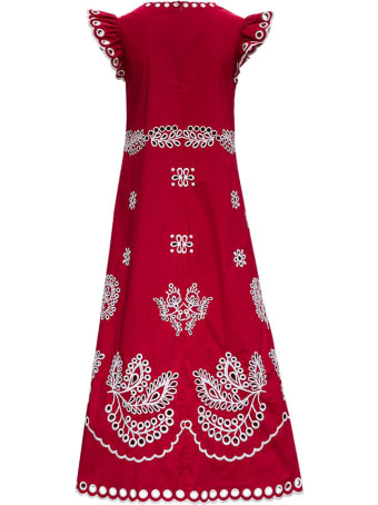 RED Valentino Red Embroidered Cotton Dress