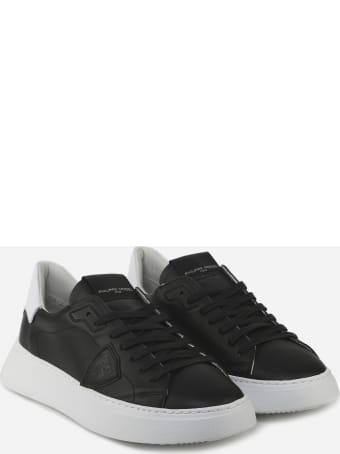 Philippe Model Temple Sneakers In Leather With Contrasting Heel Tab