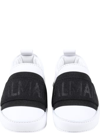 Balmain White Sneakers For Babykids With Logo