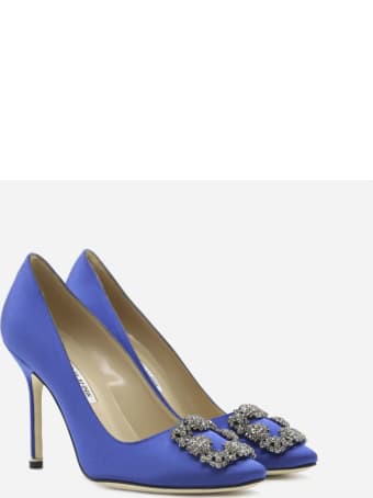 Manolo Blahnik Satin Hangisi Décolleté With Jewel Buckle