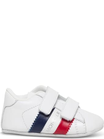 Moncler Leather Crib Sneakers With Logo