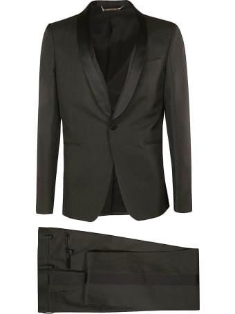Les Hommes Satin & Ottoman Detailed Lapel Party Suit