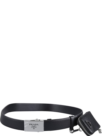 Prada Pouch Applique Logo Buckle Belt