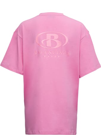Balenciaga Pink Cotton T-shirt With Logo