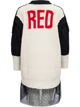 RED Valentino Black Wool Knit Dress With Red Writing