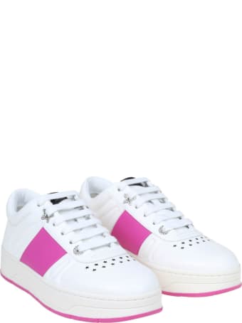 Jimmy Choo Hawaii Sneakers In White And Fuchsia Leather