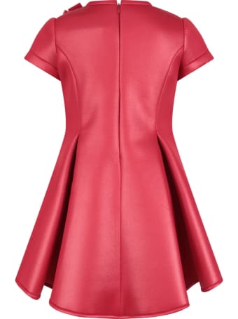 Loredana Red Dress For Girl With Pom-pom