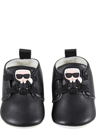 Karl Lagerfeld Kids Black Shoes For Babykids With Karl Lagerfeld