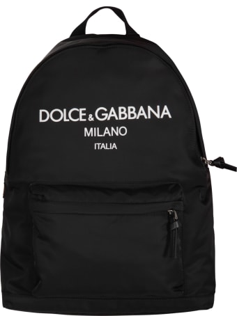 Dolce & Gabbana Black Backpack With White Logo For Kid