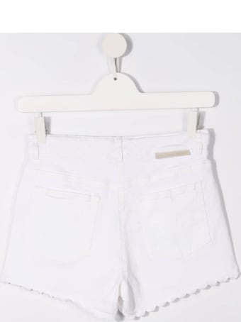 Stella McCartney Kids White Cotton Shorts With Floral Embroidery
