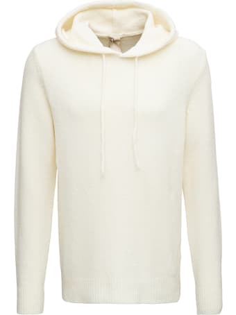 Ten C White Merinos Wool Hoodie