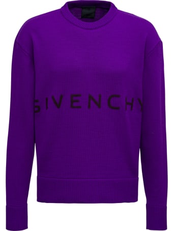 Givenchy Purple Merino Wool Sweater With Logo
