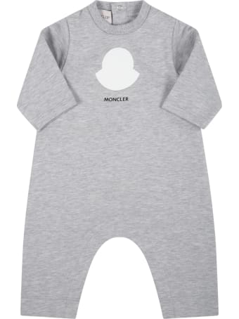 Moncler Grey Babygrow For Baby Kids With Logo