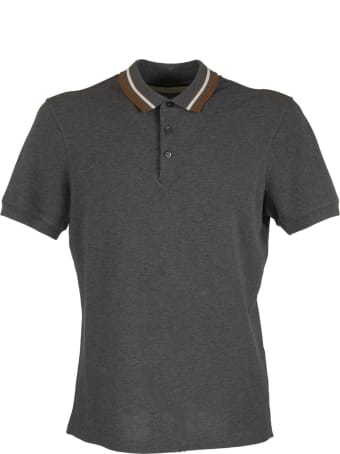 Brunello Cucinelli Cotton Piqué Slim Fit Polo Shirt With Striped Knit Collar