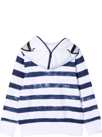 Stella McCartney White Sweatshirt With Blue Stripes