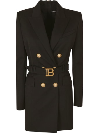 Balmain Rear Zip Belted Waist Blazer Dress